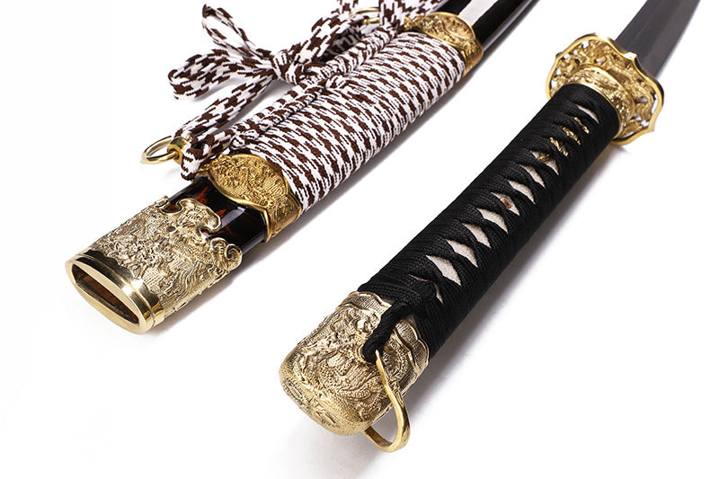 Black Maple Leaf Pattern Samurai Katana