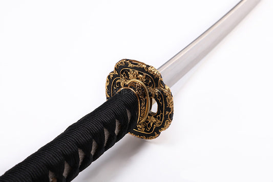 Black & Gold Floral Openwork Samurai Katana