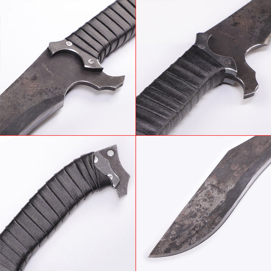 Nepalese curved kukri knife with wooden handle - detail drawing