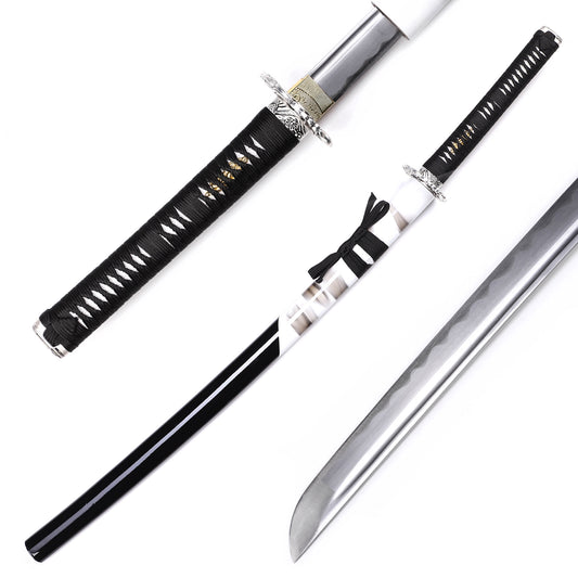 Silver Dragon Tsuba Samurai Katana