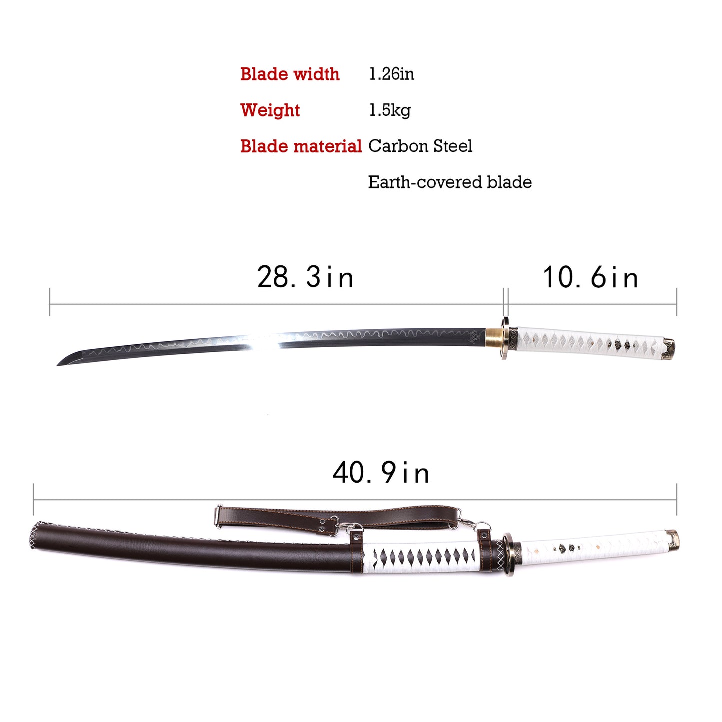 Game Replica White Handle Samurai Katana