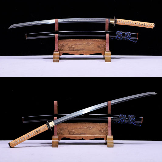 Multi layer pattern steel katana side profile - full tang multi layer Damascus blade