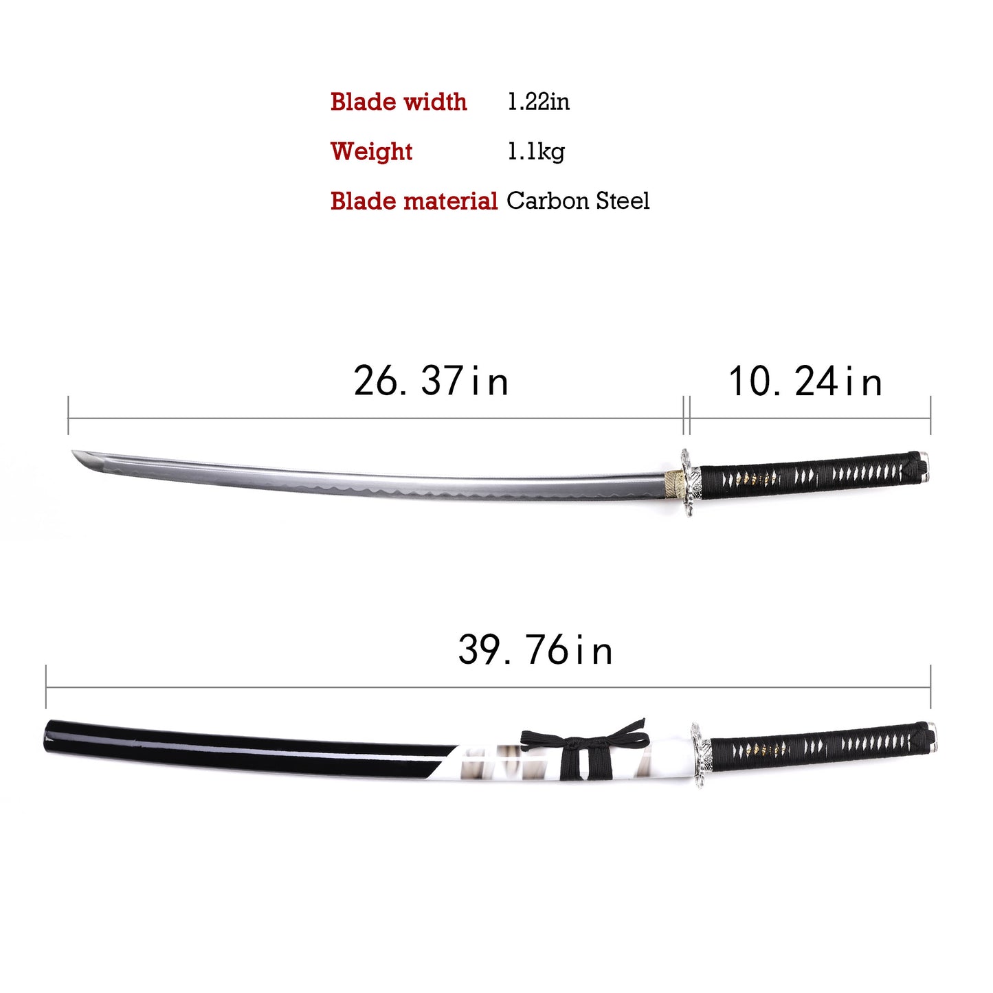 Silver Dragon Tsuba Samurai Katana