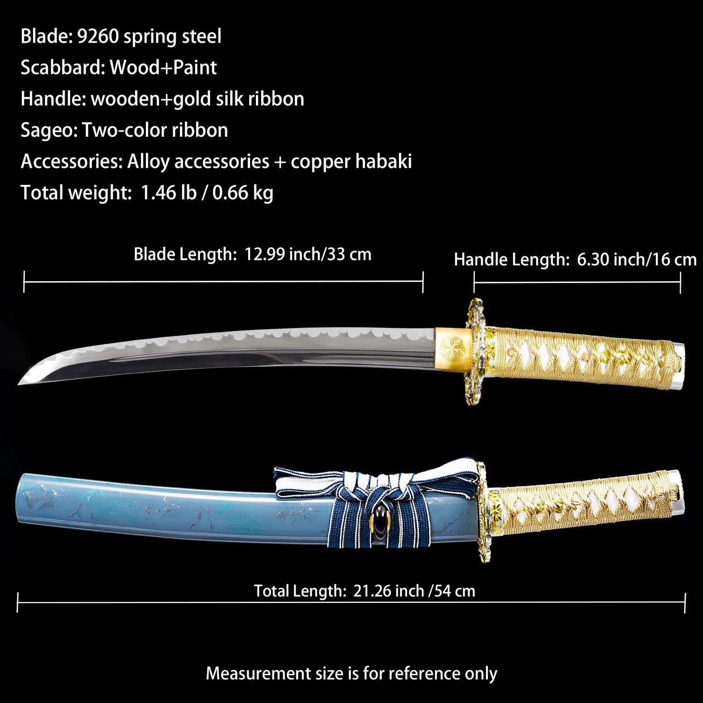 Gold Handle & Blue Marbled Saya Tanto