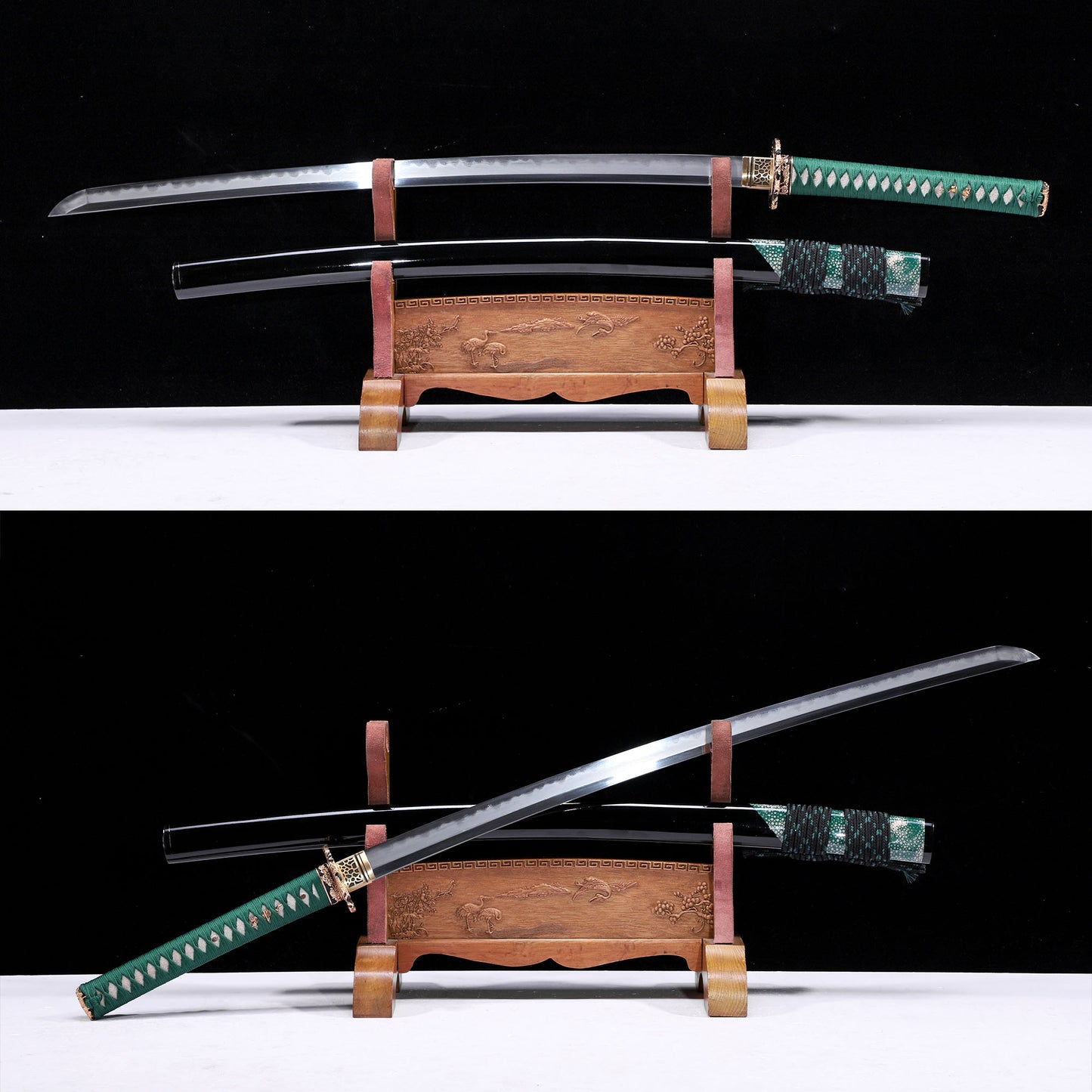 Texture steel katana clay tempered hamo Complete sword display