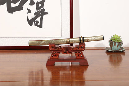 Plum & Bamboo Engraved Damascus Short Sword