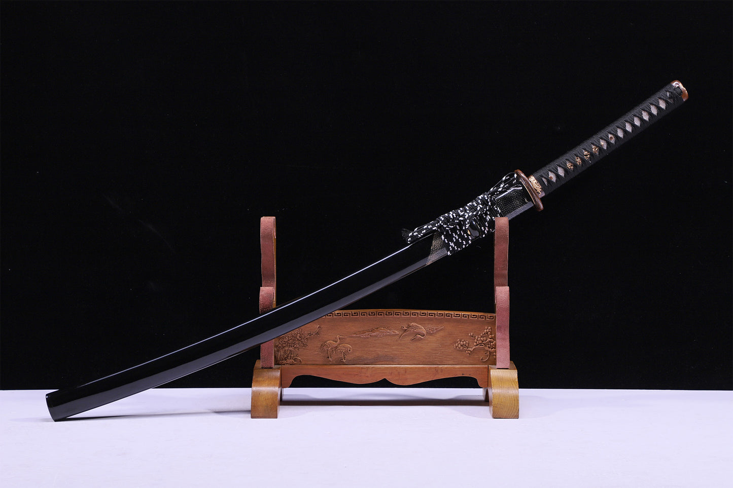Horn Edged Ray Skin Gloss Lacquer Saya Gold Silver Plated Copper Fittings Full Tang Sword