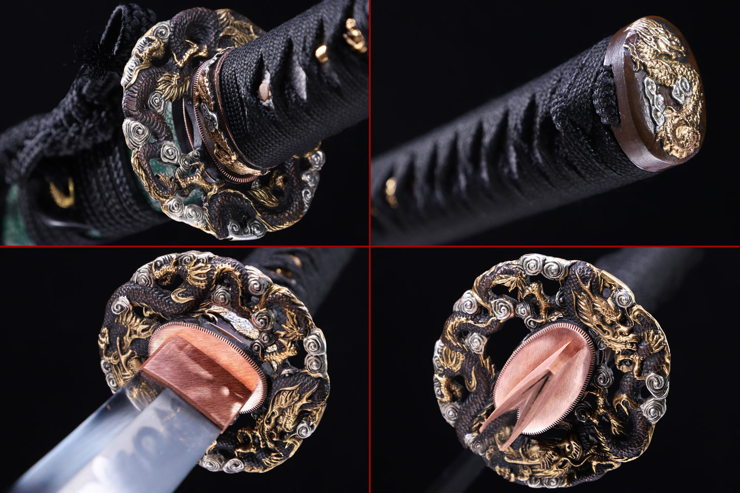 Green Ray Skin Lacquer Saya Gold Silver Plated Copper Fittings Full Tang Sword