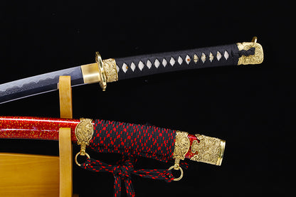 Red & Gold Dragon Samurai Katana