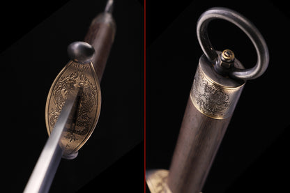Solid Wenge Wood Ruyi Cloud Brass Fittings Traditional Martial Arts Training Sword