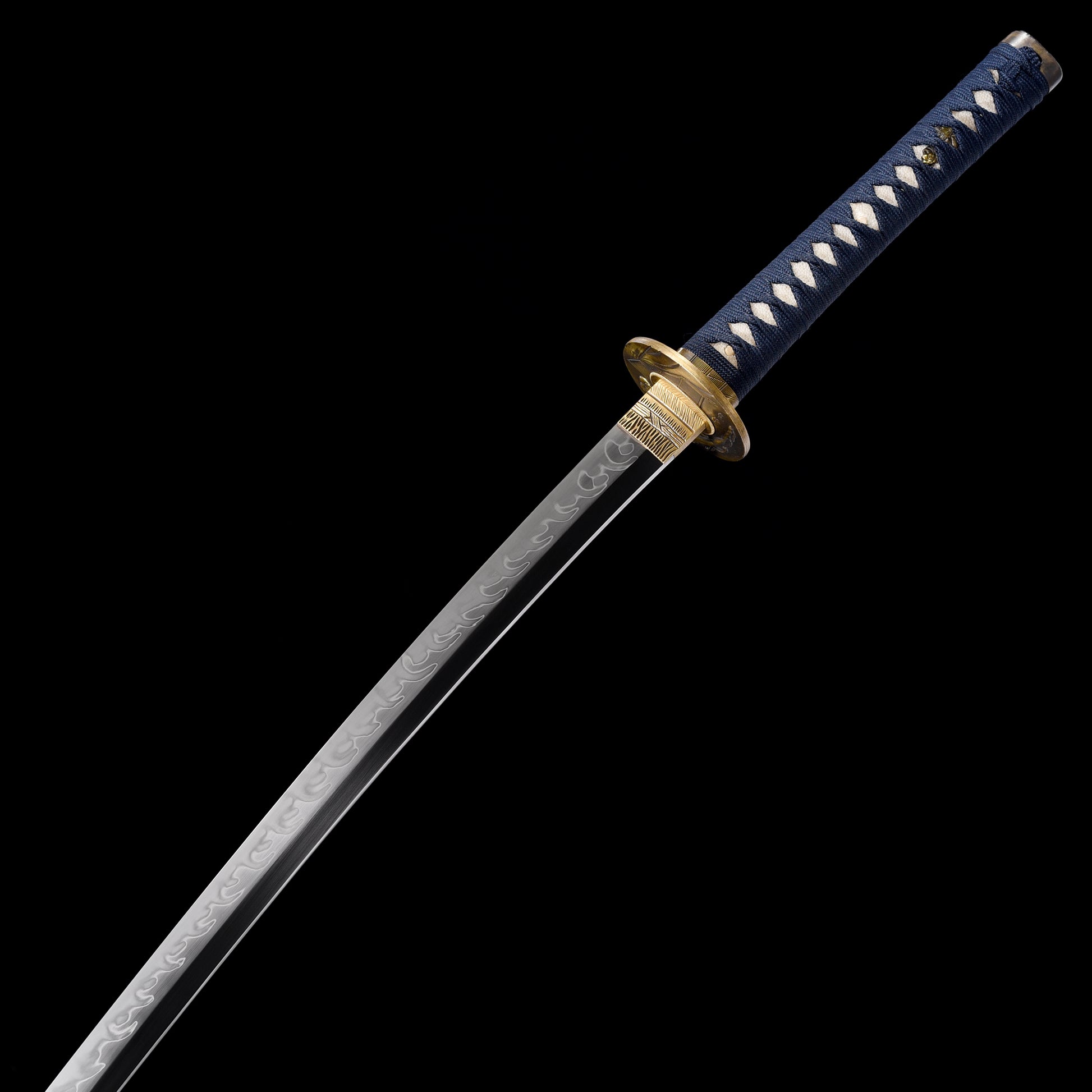 Katana sword 41 inch full tang - angled view blade curvature showcase
