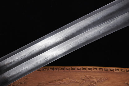 Double Fuller Qing Dao, Full Dragon Carved Copper Fittings, Genuine Ray Skin Saya