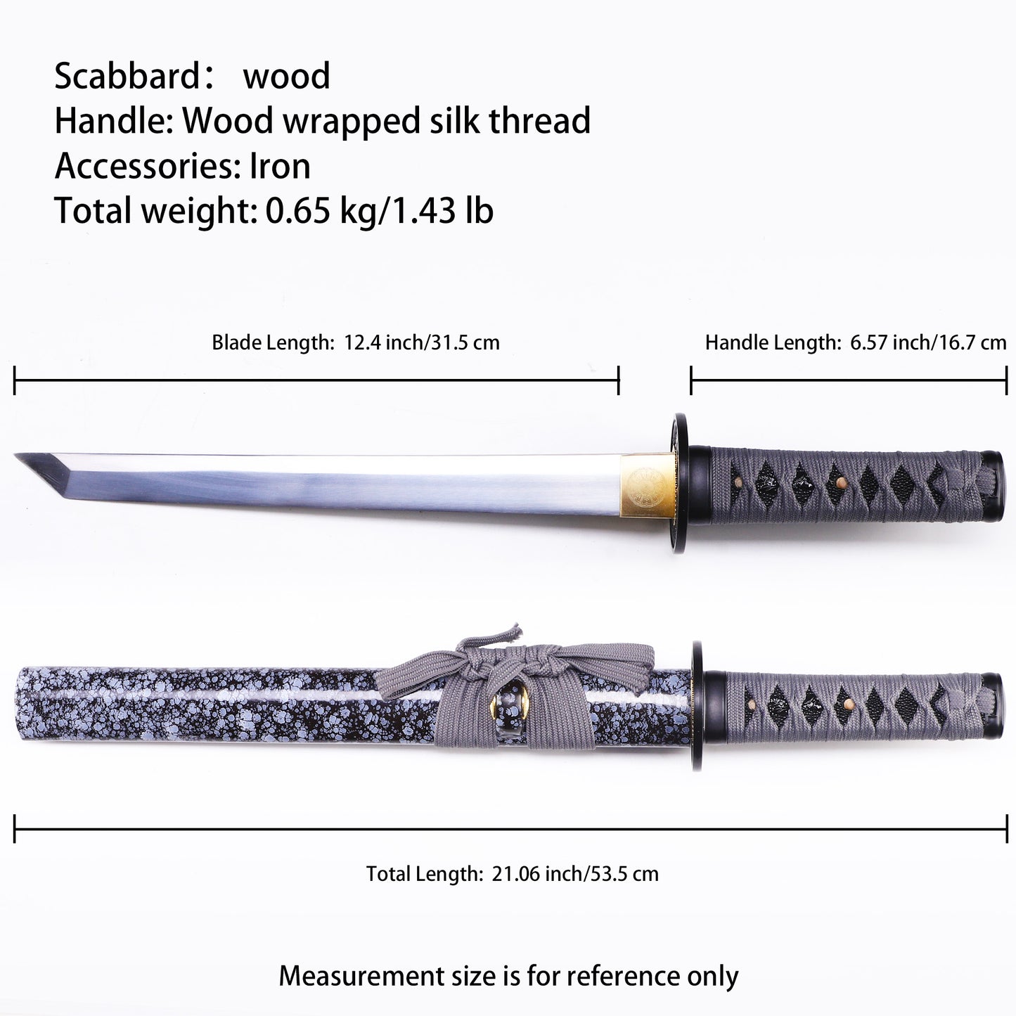 Grey Handle & Snowflake Pattern Tanto