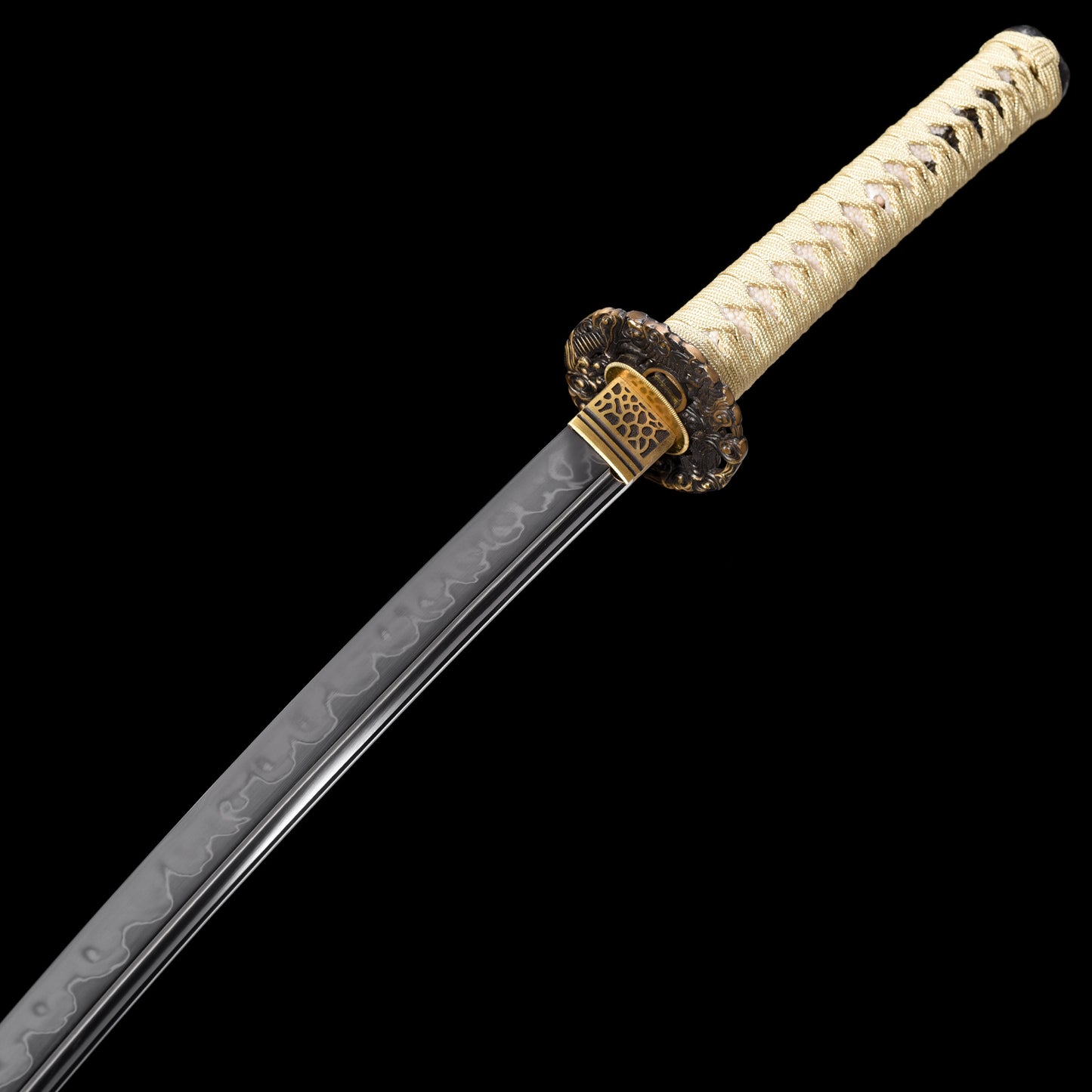 Katana sword 41 inch full tang - angled view blade curvature showcase