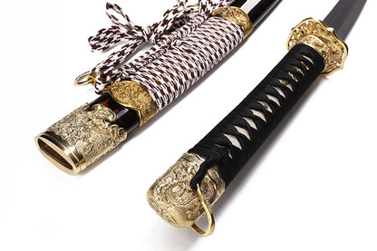 Black Maple Leaf Pattern Samurai Katana