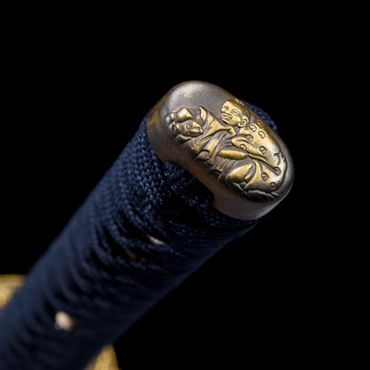 Katana sword 41 inch T10 steel clay tempered full tang - Detail drawing of knife handle