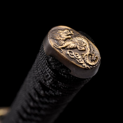 Katana sword handle close-up - traditional ray skin tsuka wrap full tang