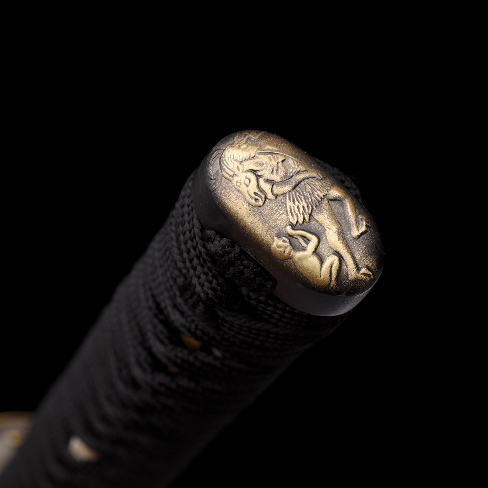 Katana sword 41 inch T10 steel clay tempered full tang - Detail drawing of knife handle
