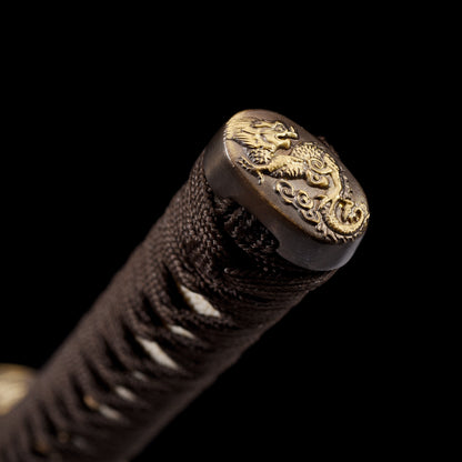 Katana sword 41 inch T10 steel clay tempered full tang - Detail drawing of knife handle
