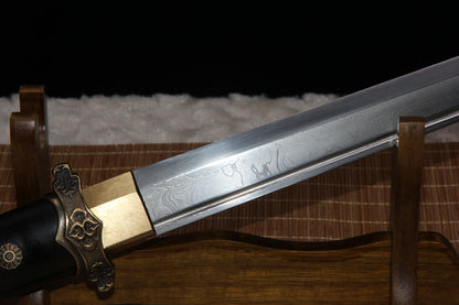 Precious Ebony Wood Saya & Handle, Vintage Carved Copper  Dagger