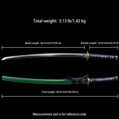 Katana sword 41 inch T10 steel clay tempered full tang - Size chart