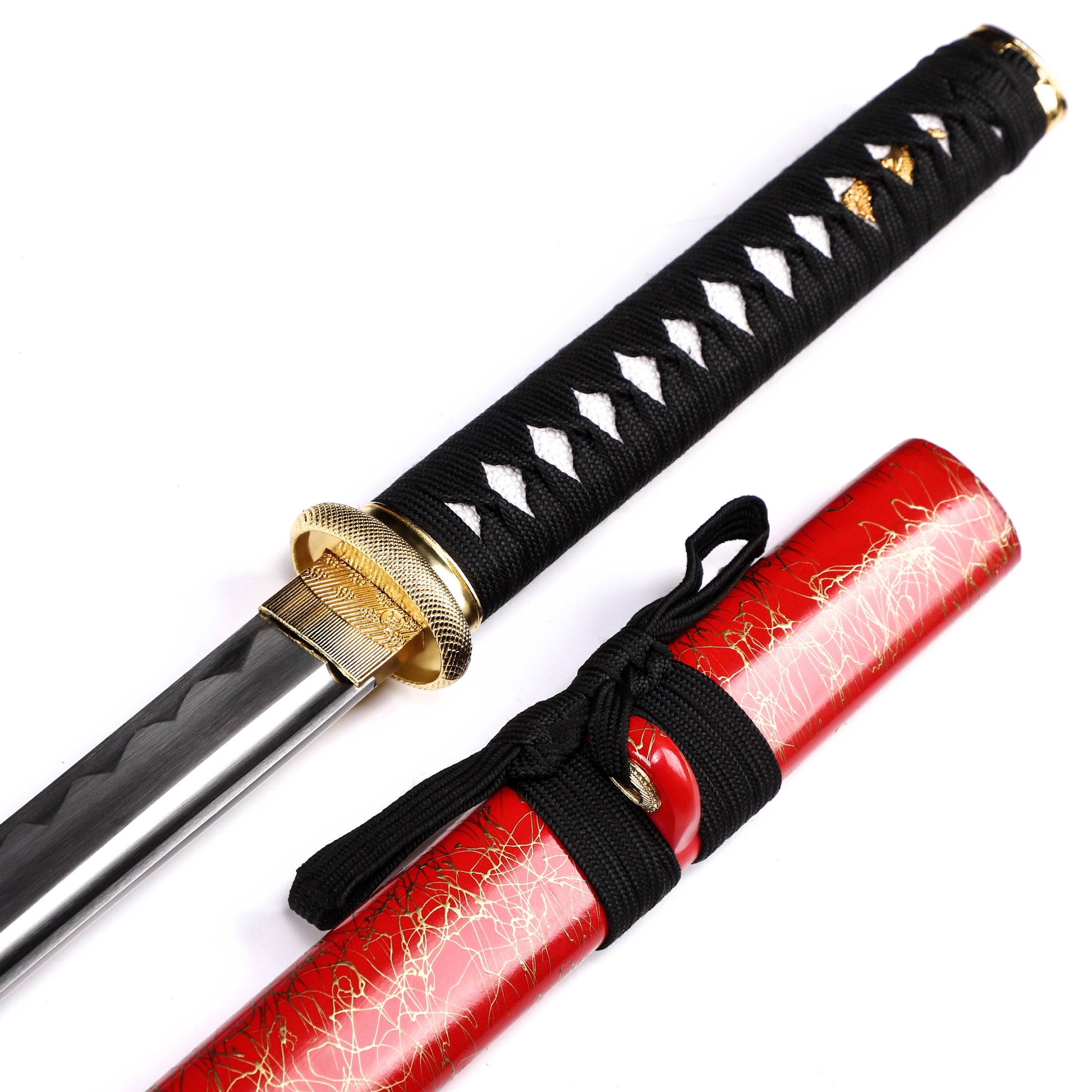 tsuka wrap with gold vein design detail