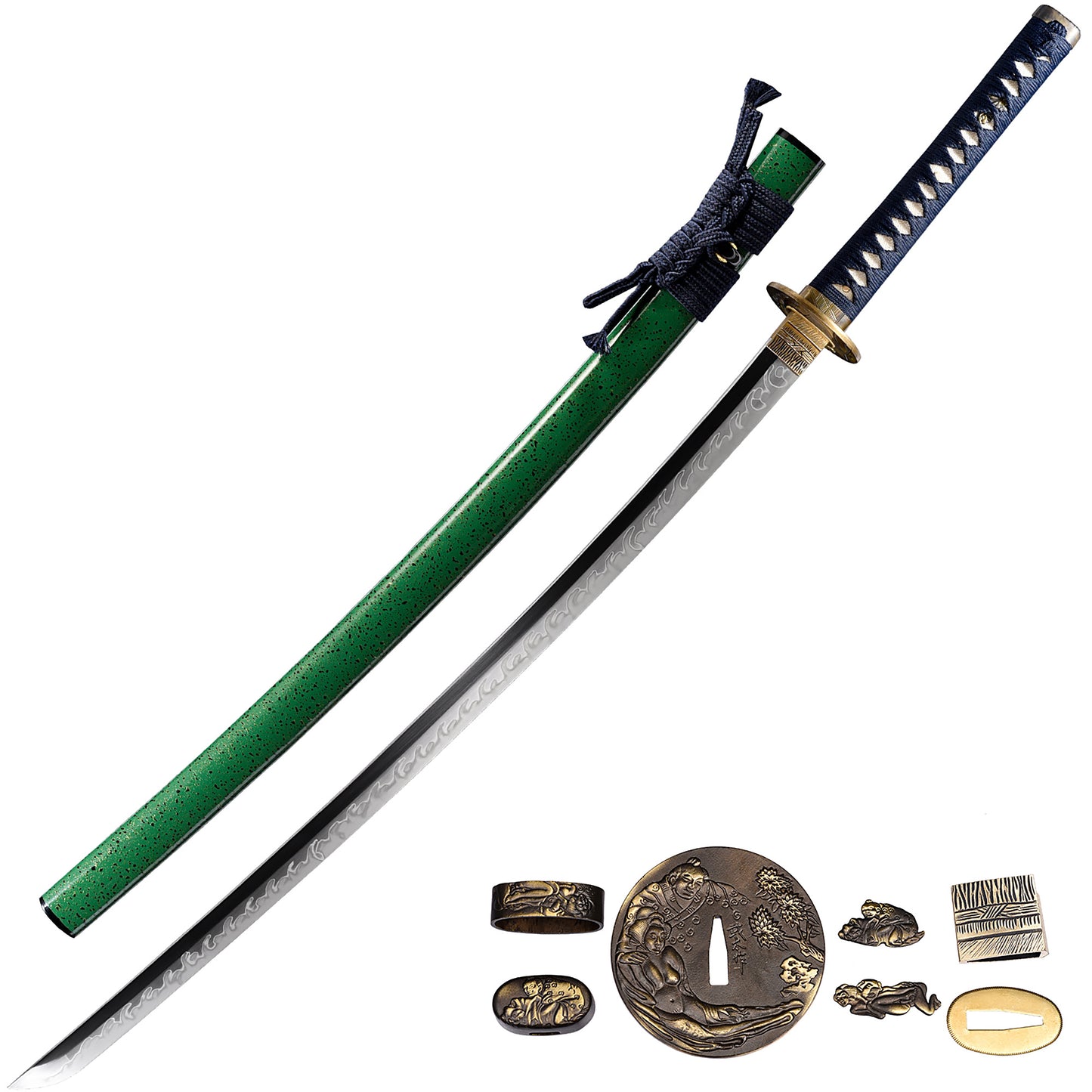 Katana sword 41 inch T10 steel clay tempered full tang - full length view