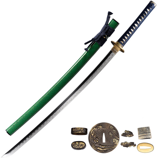 Katana sword 41 inch T10 steel clay tempered full tang - full length view