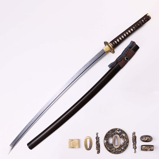 Katana sword 41 inch T10 steel clay tempered full tang - full length view