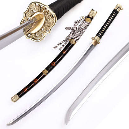 Black Maple Leaf Pattern Samurai Katana