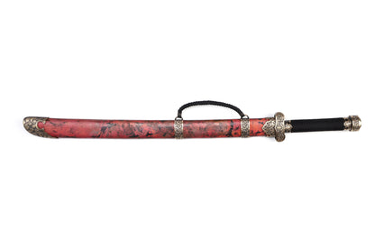 Heritage Ink Red Copper Saya Cloud Carved Brass Fittings Rope Wrapped Wood Full Tang  Sword