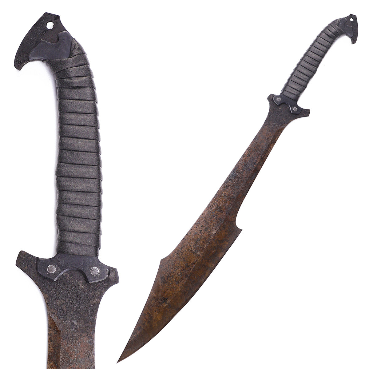 Spartan warrior sword replica with leaf-shaped blade - full length view