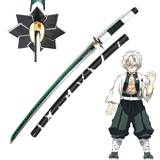 Demon Slayer Sanemi Shinazugawa Nichirin sword full length view - green blade anime replica