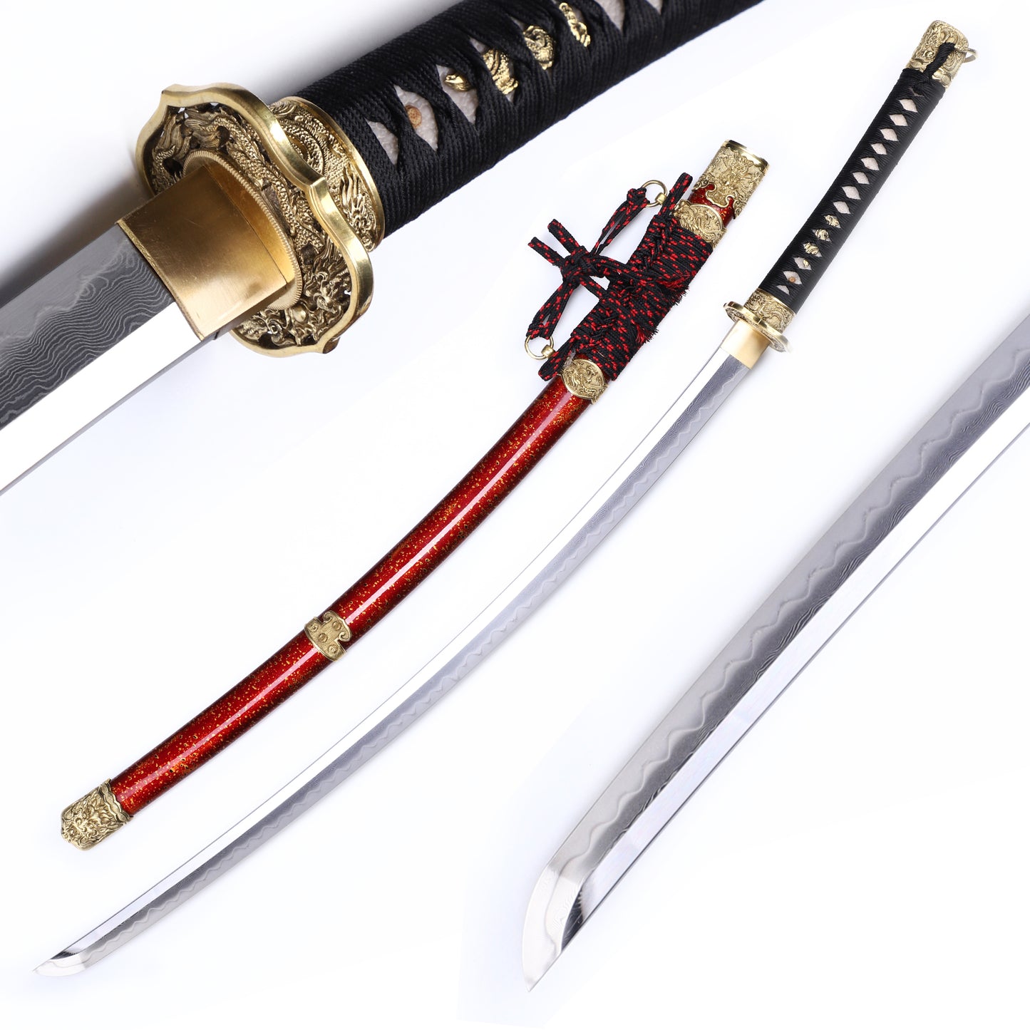 Red & Gold Dragon Samurai Katana