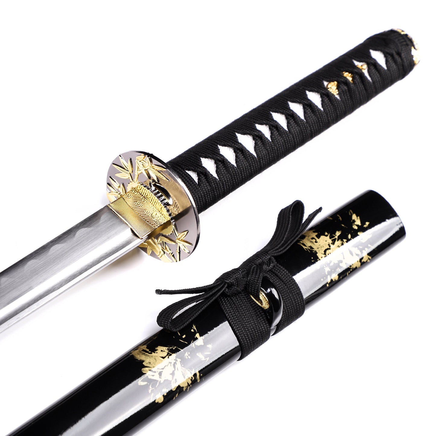 Japanese sword handle close-up - tsuka wrap and removable blade assembly detail