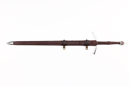 Medieval European Two-Handed Sword, Crossguard Ruby Pommel Full