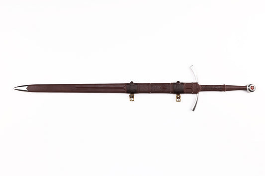 Medieval European Two-Handed Sword, Crossguard Ruby Pommel Full