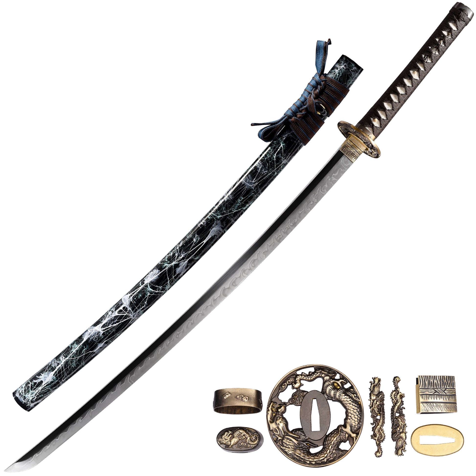 Katana sword 41 inch T10 steel clay tempered full tang - full length view