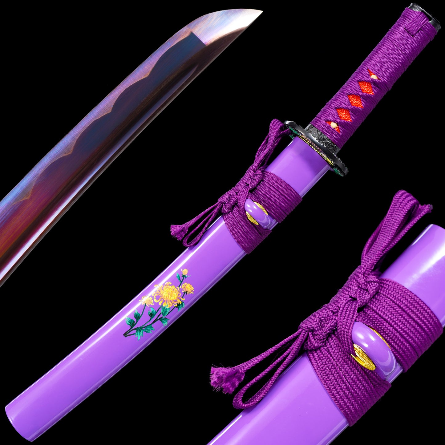 Purple Tanto with Chrysanthemum Saya