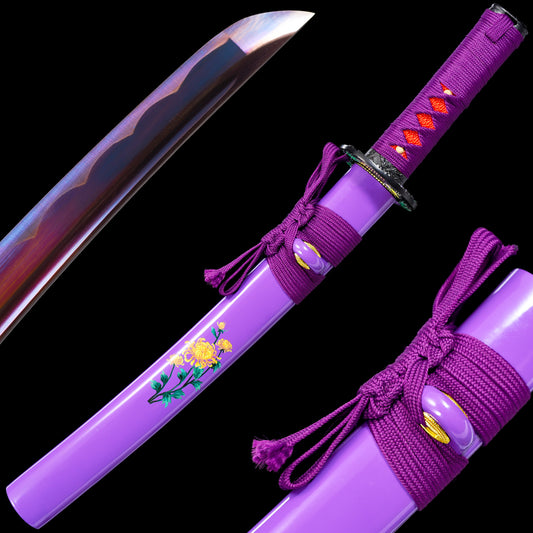 Purple Tanto with Chrysanthemum Saya