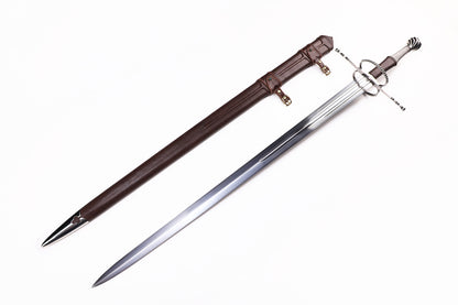 Medieval European Sword,Genuine Leather Grip Vintage Collectible Western Sword