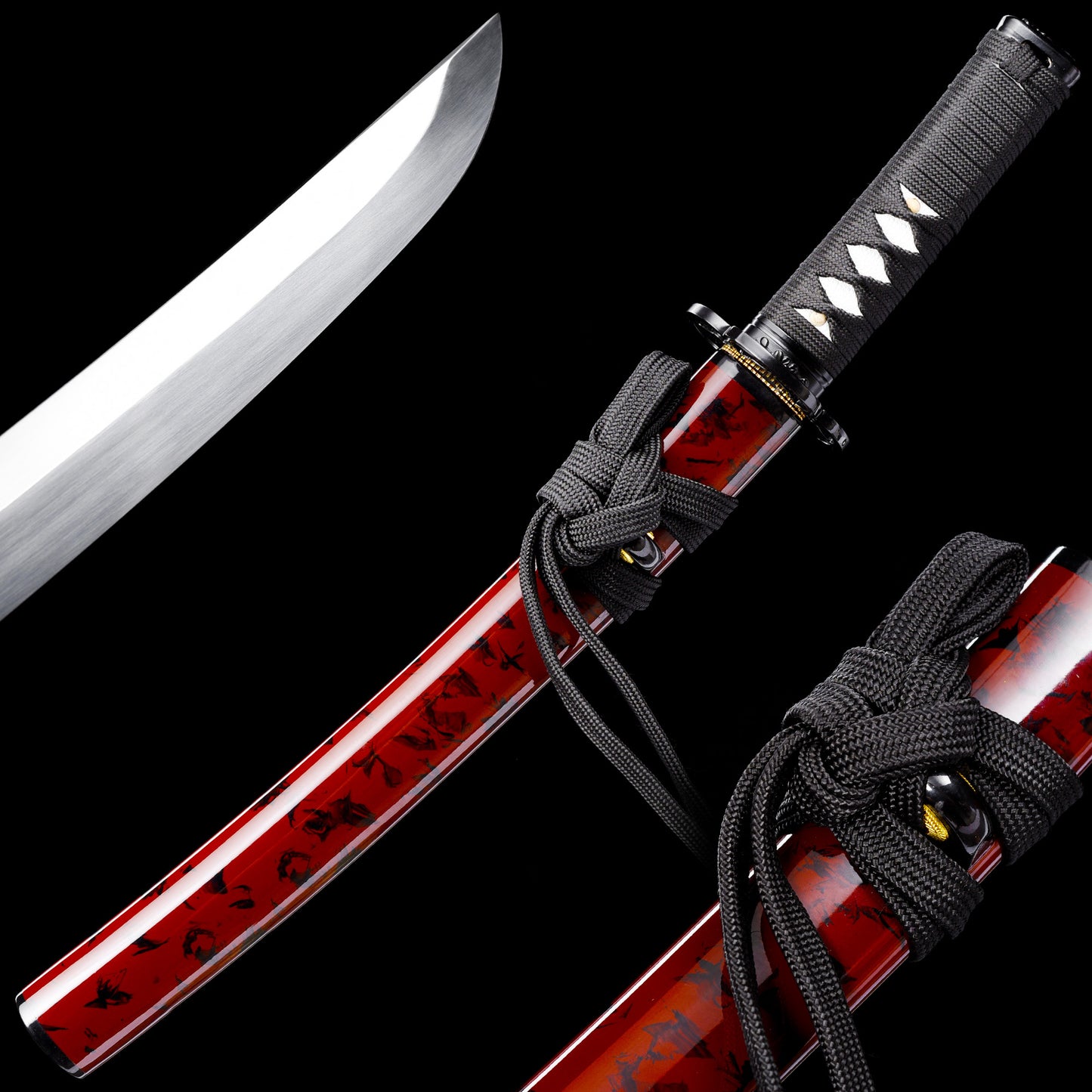 Red Saya & Black Handle Tanto