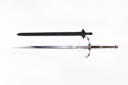 Renaissance European Two-Handed Greatsword, Scroll Wing Fittings Leather Grip Western Long Sword