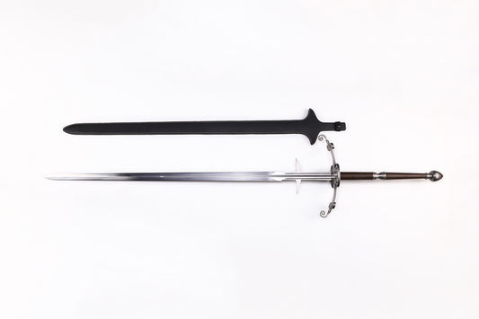 Renaissance European greatsword side profile - full tang two handed long sword leather grip
