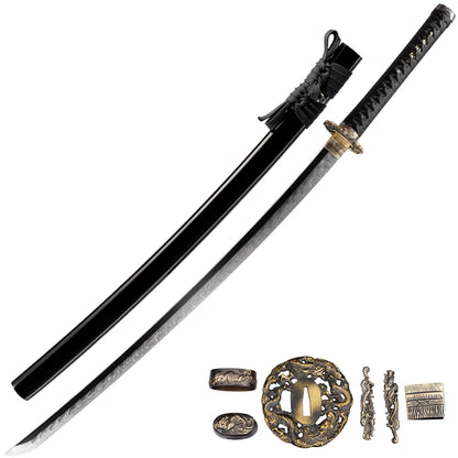 Katana sword 41 inch T10 steel clay tempered full tang - full length view