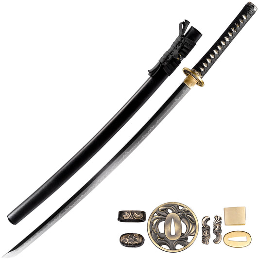 Katana sword 41 inch T10 steel clay tempered full tang - full length view