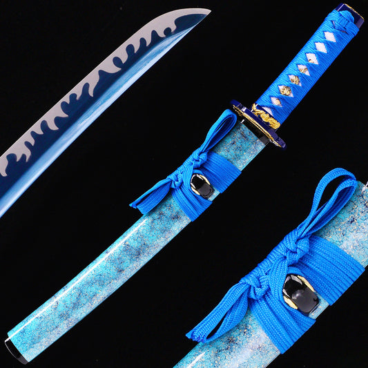 Blue Blade Wave Pattern Tanto