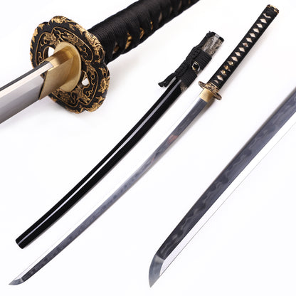 Black & Gold Floral Openwork Samurai Katana