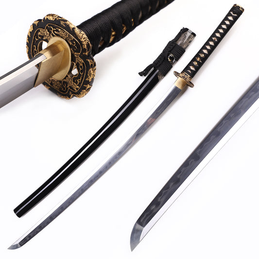 Black & Gold Floral Openwork Samurai Katana