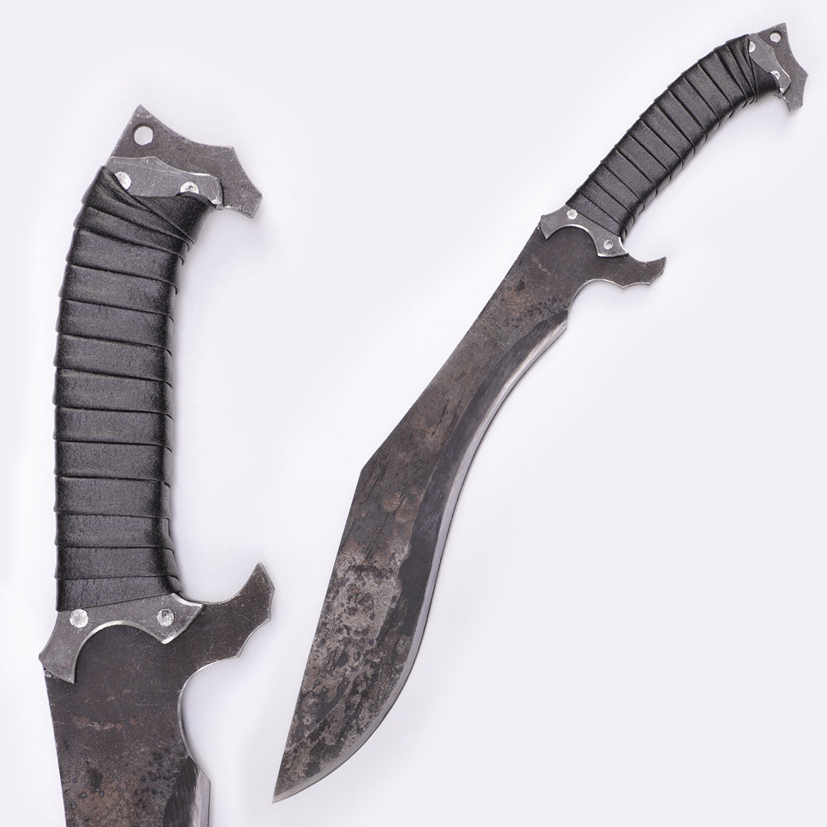 Nepalese curved kukri knife with wooden handle - full view